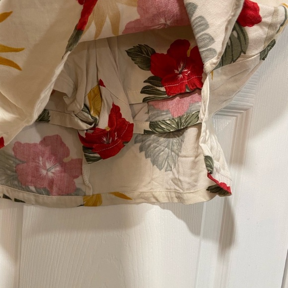Jamaica Bay Cream Pink Tropical Floral Print Skort Size Zip Flowy Beachy Size 8 - Picture 5 of 8